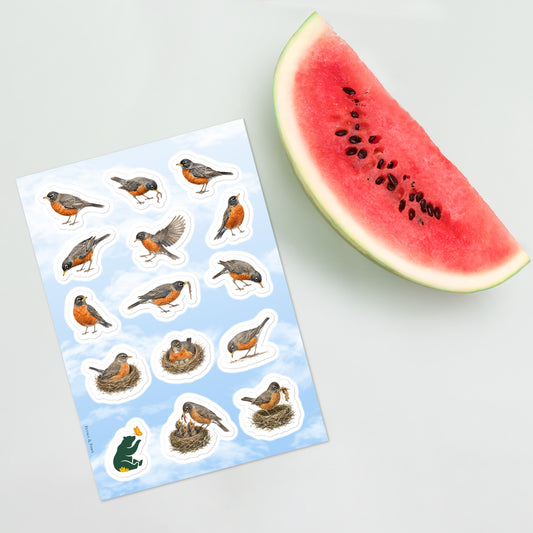 Robin Nest & Forage Sticker Sheet