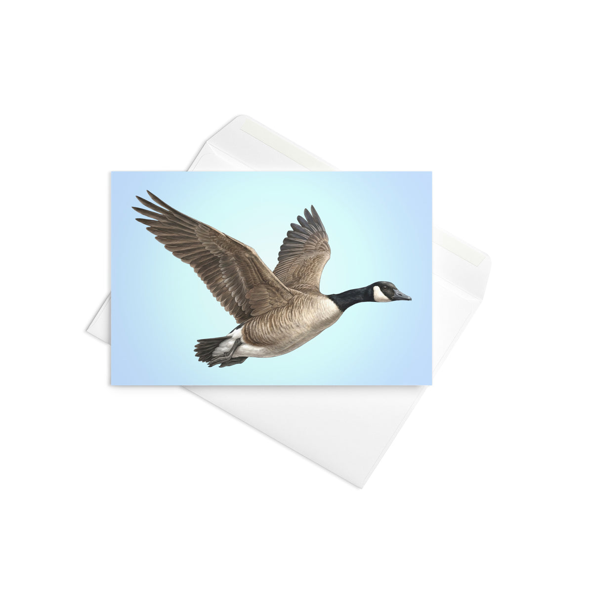 Product mockup of the Canada Goose Greeting Card, shown with the complimentary self-sealing envelope.