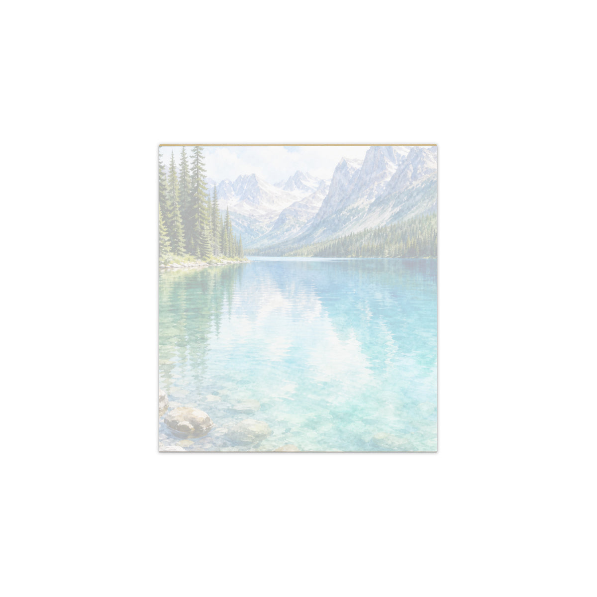 Glacial Blue small notepad, 5.5″ × 6″ (14 cm × 15 cm).  Overall design of Rocky Mountain Icefields terrain.