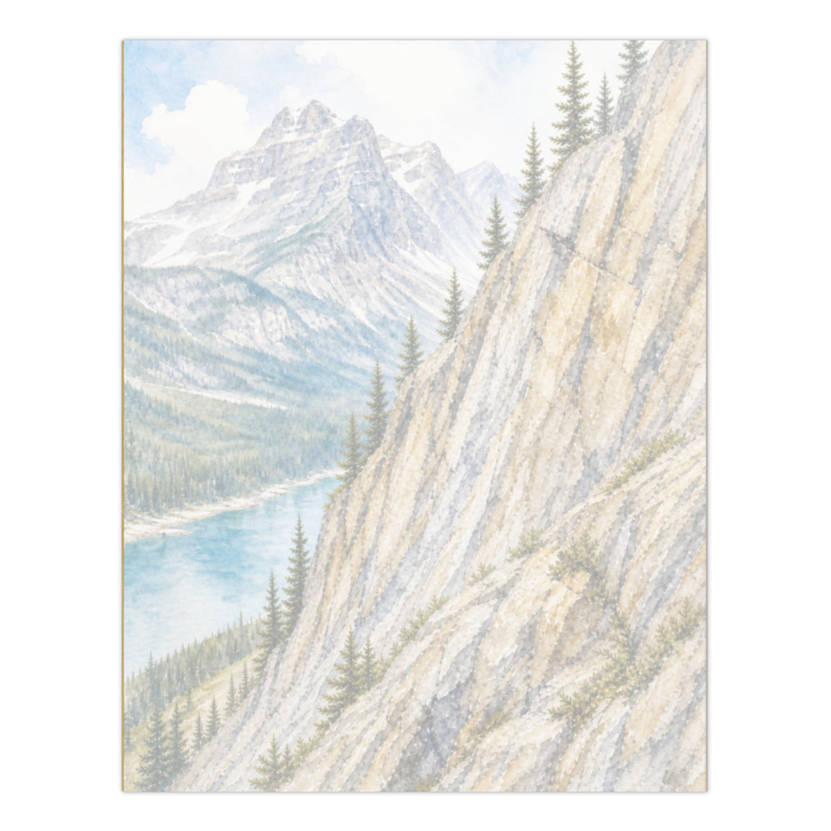 High Rock large notepad, 8.5″ × 11″ (21.6 cm × 27.9 cm).  Overall design of Rocky Mountain Icefields terrain.