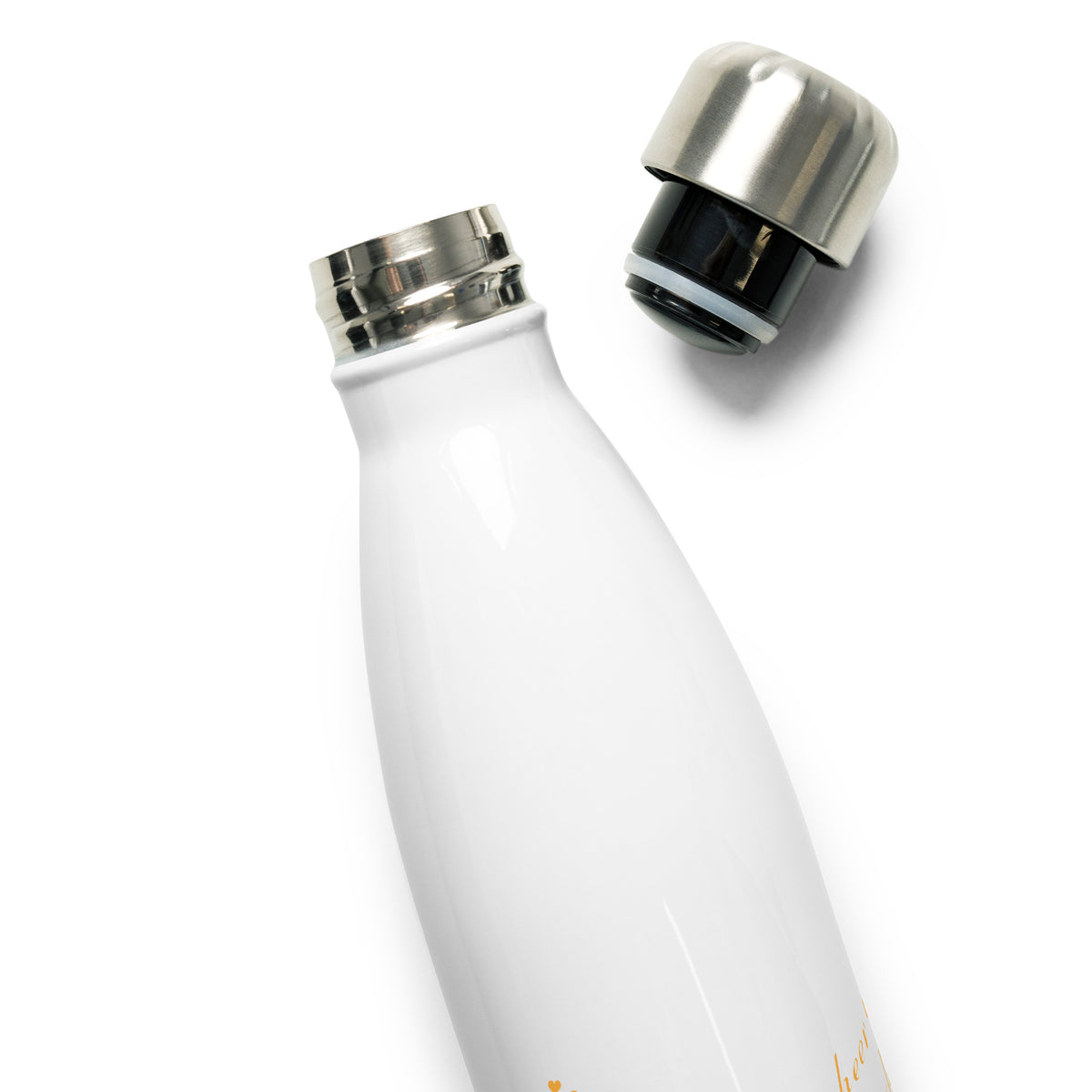 A closer look at the twist-on cap and bottle rim of the Robin Discovery Water Bottle.