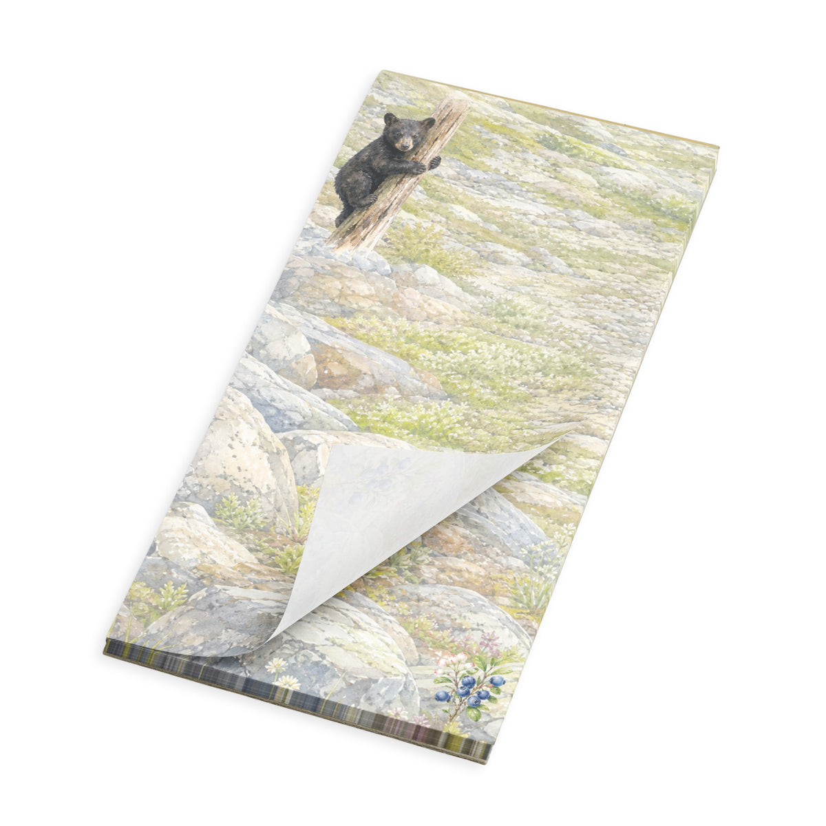 Product image of Scrappy Cub Notepad.  This notepad comes in small, large and magnetic. The image represents the one with a magnetic backing.