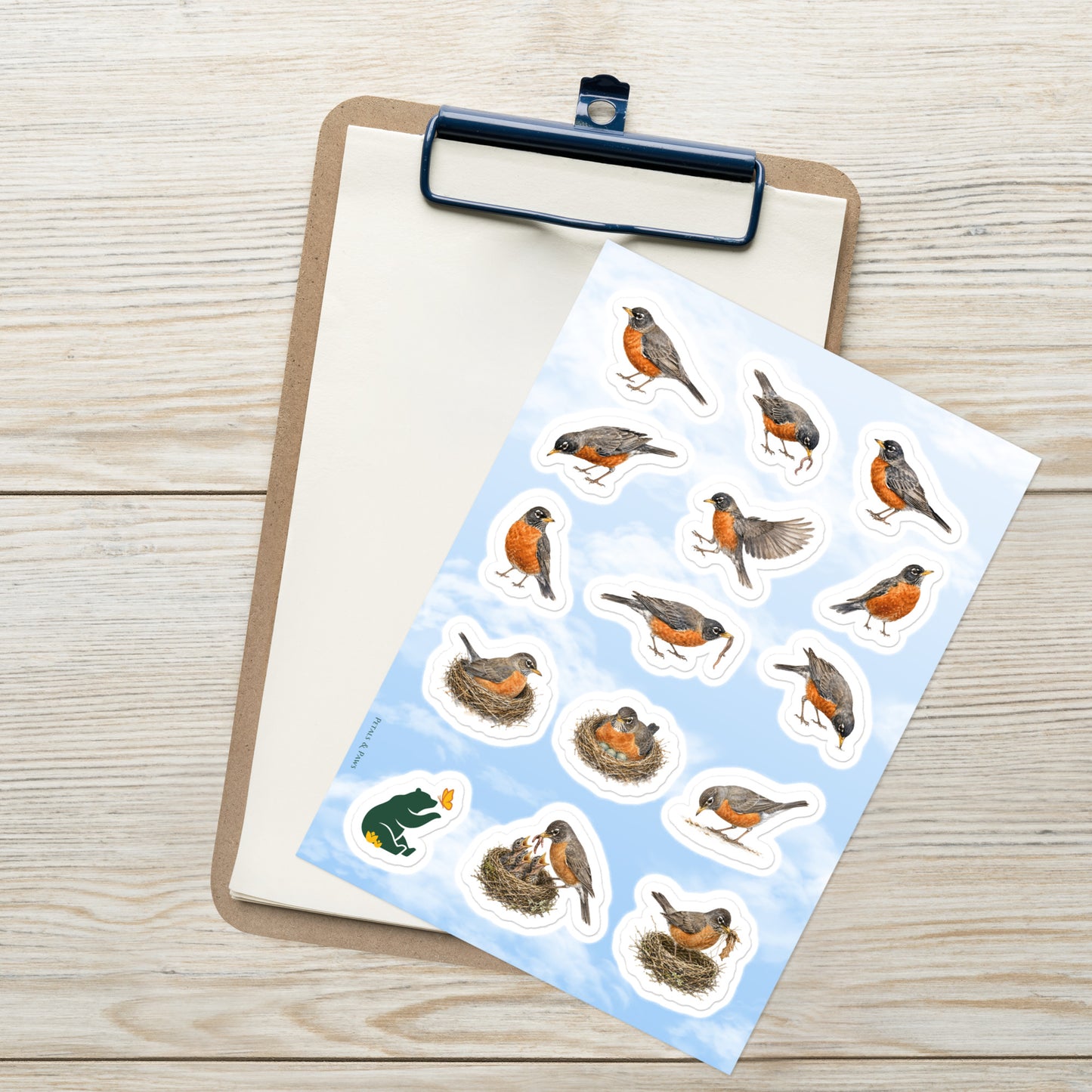 Robin Nest & Forage Sticker Sheet