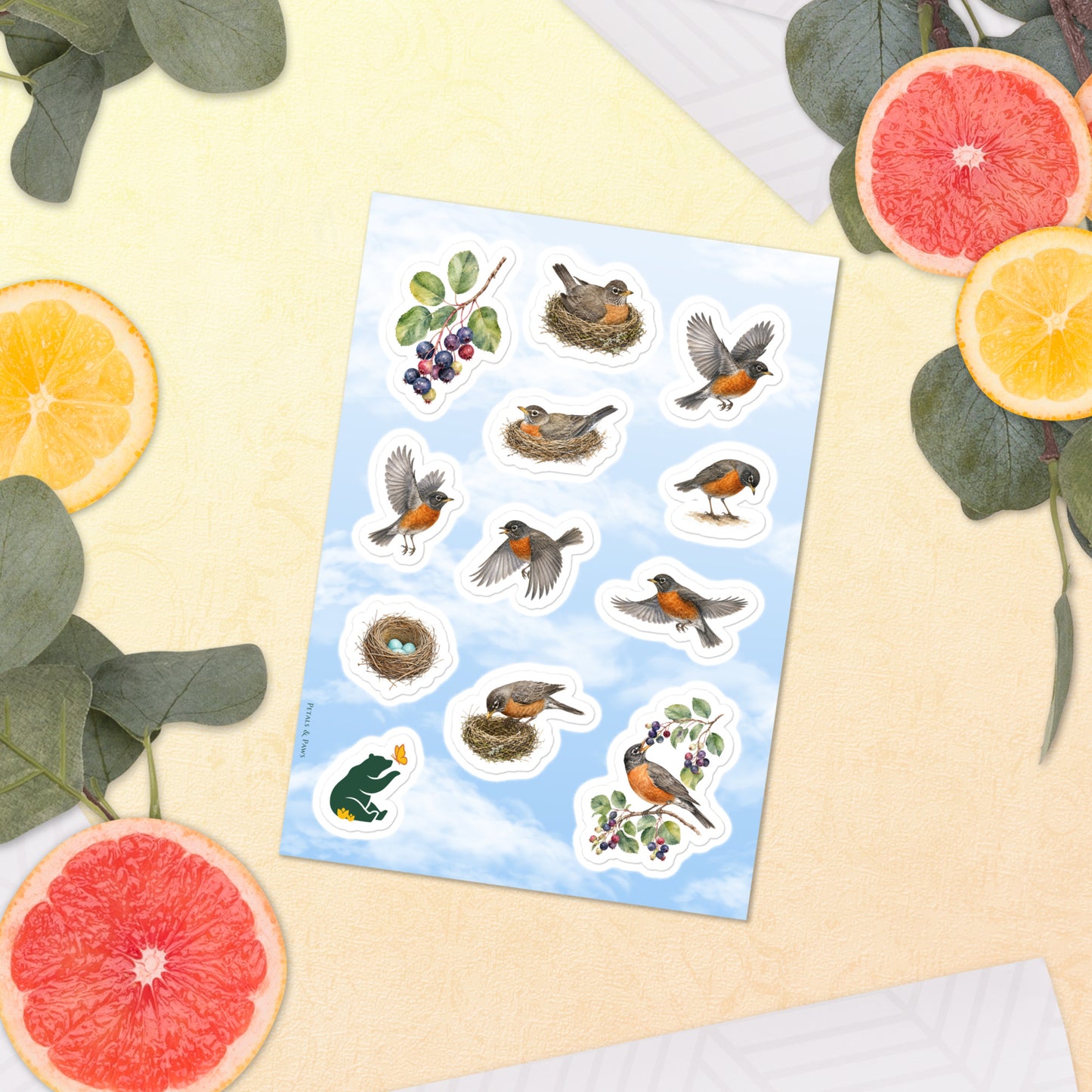 Robin Nest & Flight Sticker Sheet